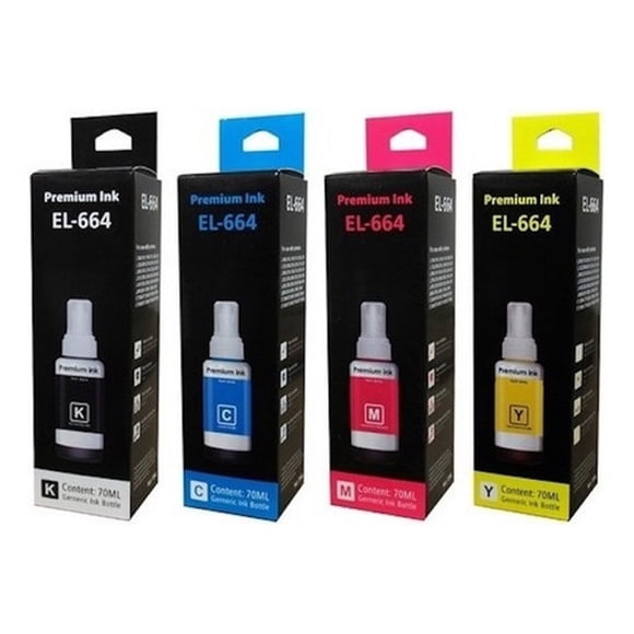 4 Tinta Premium Dye Para Epson T 664 70 Ml Colores