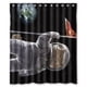 thumbnail image 1 of Cortina de ducha con diseño de gato, astronauta en la luna, con ganchos, tamaño 60 x 72 pulgadas, 1 of 3
