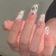 thumbnail image 2 of 24 pcs Glossy Ballerina French Acrylic Nails with 3D Rhinestones - Medium Coffin Fake Nails for Women and Girls, 2 of 2