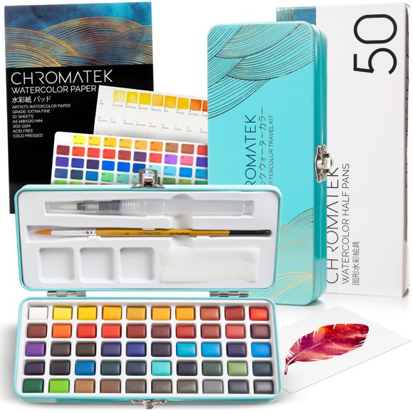 Set de Acuarelas CHROMATEK 50 Colores Todo en Uno