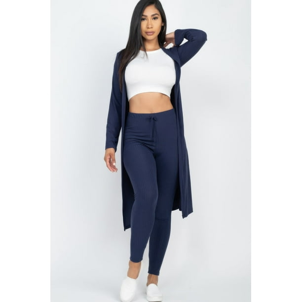 Conjunto de Cárdigan Largo y Leggings de Canalé