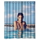 thumbnail image 1 of Cortina de ducha de Barbara Palvin, modelo sexy nadando en azul, con ganchos, tamaño 66 x 72 pulgadas, 1 of 3