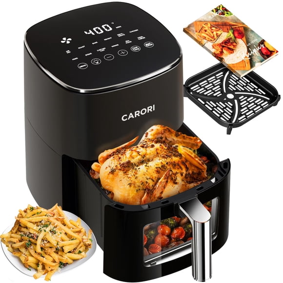 Freidora de aire Carori de 6 qt, 1700 W, 12 menús preestablecidos, ventana de visualización, 400 ℉