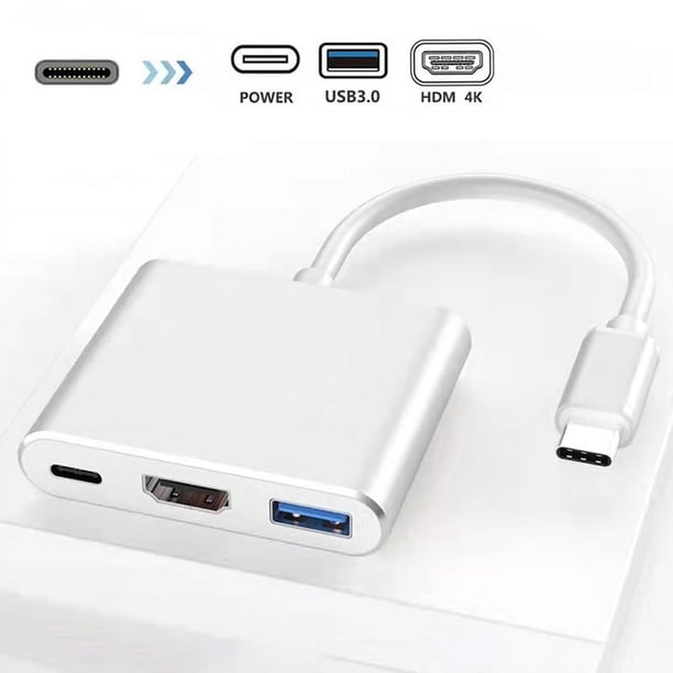 3 In 1 Type C To 4K HDMI-compatible USB 3.0 Charging Adapter USB C Hub USB 3.0 Dock Station Splitter For Laptop Macbook Air Pro.