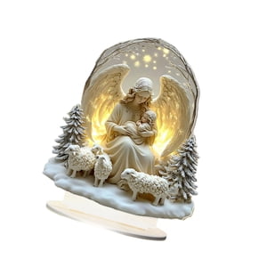 Bothyi - Letrero De Mesa Con Escena De Belén De Ángel Navideño 2D Con Soporte, Decoración De Escritorio, Estilo A