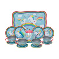 Juego De Té De Hojalata Schylling Unicornio 15 Piezas Diseño Arcoíris