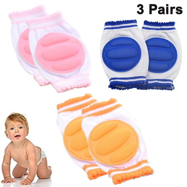 3 pares de rodilleras antideslizantes para bebés, ajustables para caminar, transpirables y para gatear.