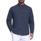 thumbnail image 1 of INSPIRE CHIC Camisa de Negocios de Lino de Color Sólido con Cuello Mao y Mangas Largas para Hombre, Talla 2XL, Azul Oscuro, 1 of 5