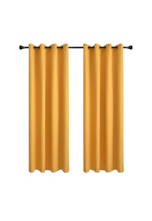 Genérico - Cortina Lino Con Blackout Engomado Térmica 140X220 Amarillo