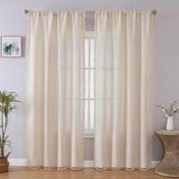 Cortinas Joydeco De Lino Boho 2 Paneles 132X183 Cm Semitransparentes