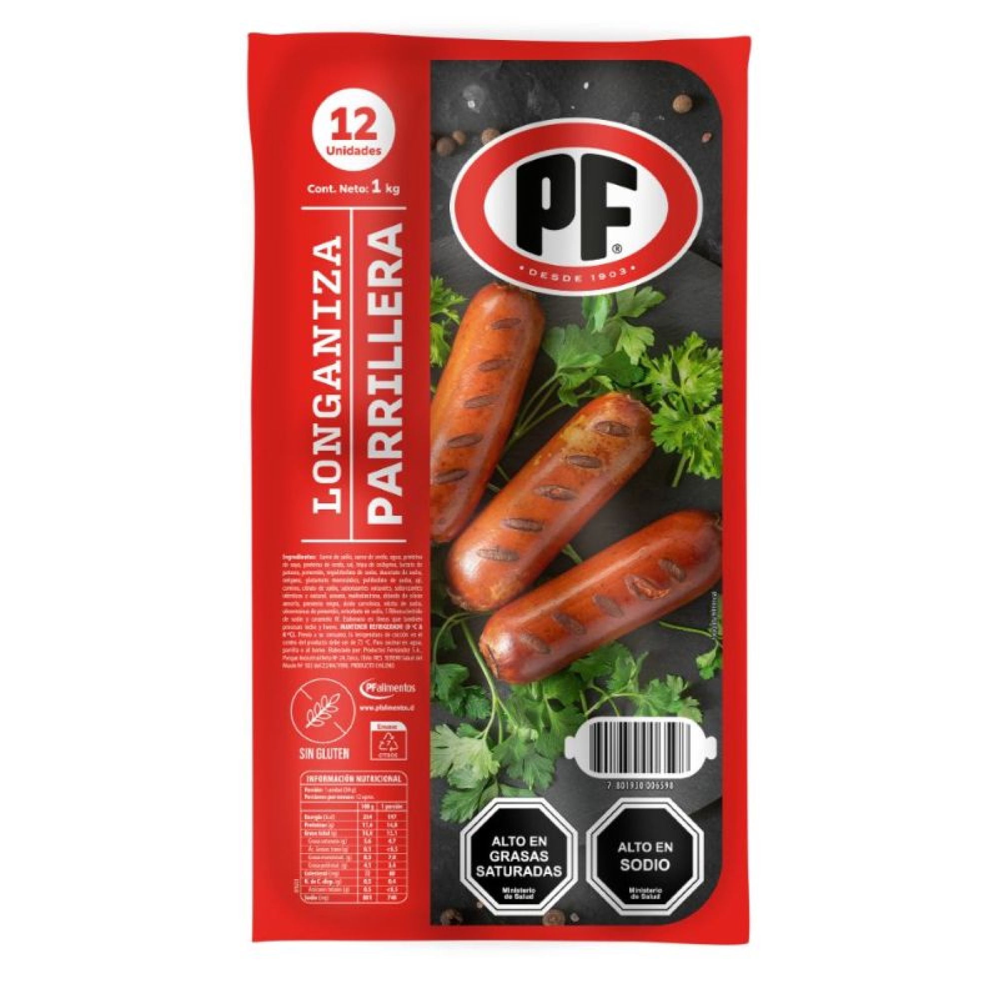 Longaniza Parrillera 12 Un 1 Kg PF