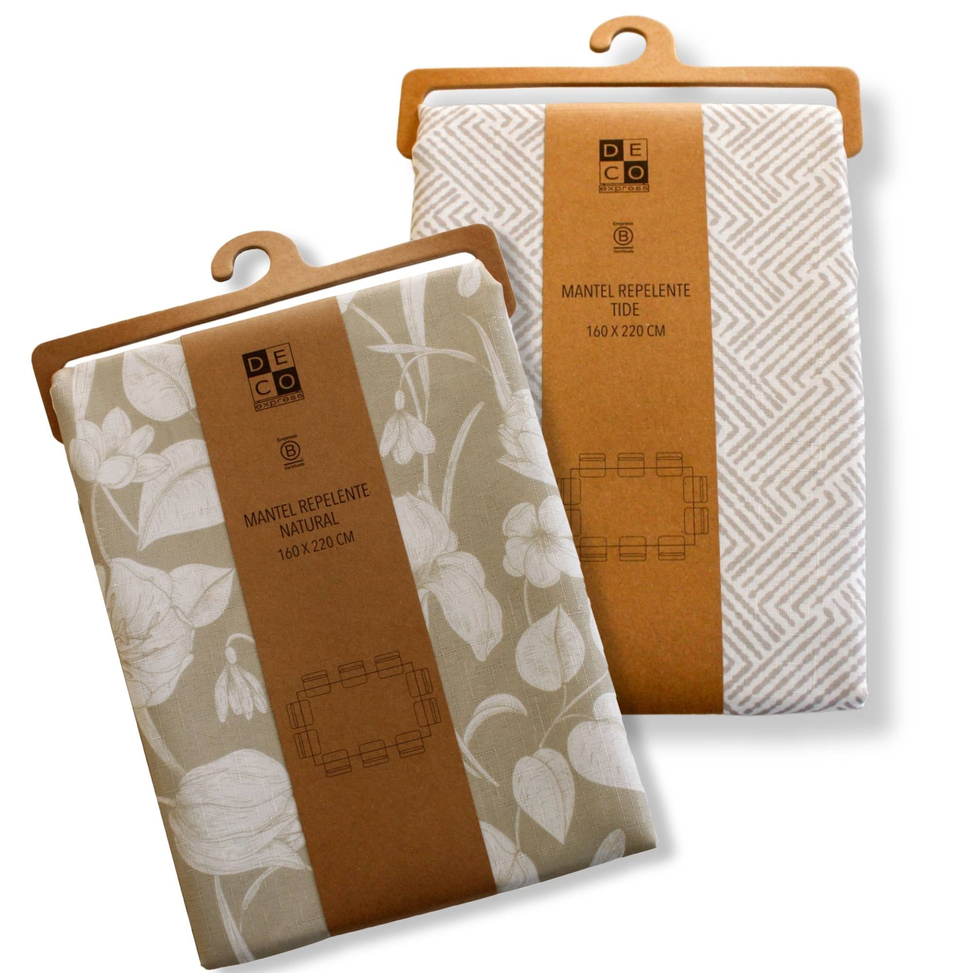 Decoexpress - Set 2 Manteles Antimanchas Tide Y Natural 130x180 Cm
