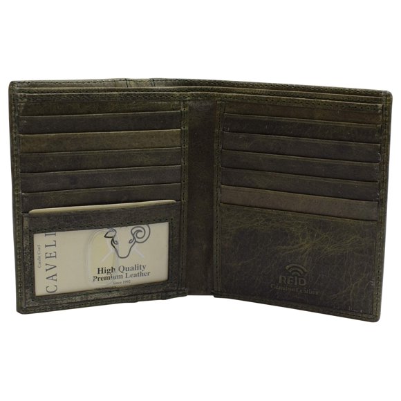 Cartera MARSHAL de piel de cordero Cavelio Verde con bloqueo RFID