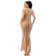 thumbnail image 3 of Vestido Ajustado De Viscosa Con Flecos Sin Mangas Y Cortes Color Caqui (para Mujer), 3 of 4