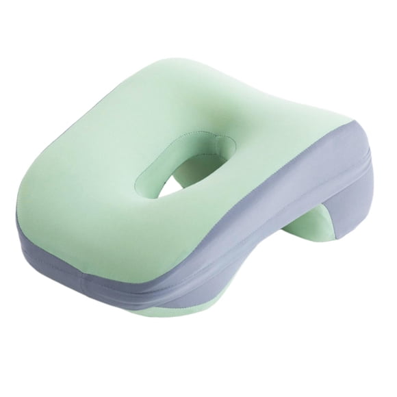 Almohada para Siestas Cojín Ergonómico de Apoyo Cervical Almohada de Espuma Viscoelástica Almohada para Descanso Multifuncional Material Suave Y Portá verde