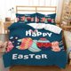 thumbnail image 1 of Retro Style Bunny Rabbit Sheep Print Quilt Duvet Cover Set Soft Doona Cover3-Piece Bedding Set, 1 of 5