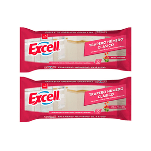 Pack 2 Traperos Humedos Excell Todo Tipo De Pisos Primavera 10 Unid Cada Uno.