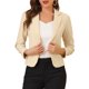 thumbnail image 1 of INSPIRE CHIC Blazer de Mujer para Regreso a Clases, Chaqueta de Traje Recortada de Verano para el Trabajo, Beige-Sólido L, 1 of 7