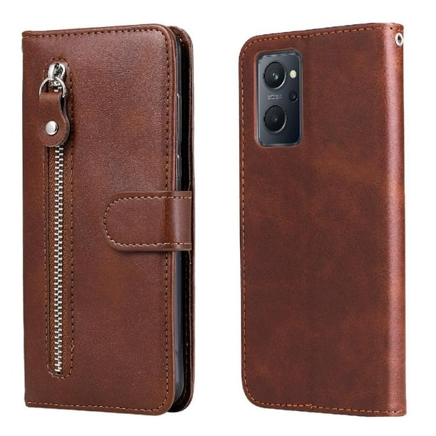 Funda con Cremallera para Realme 9i, Carcasa Cartera de Cuero PU con Soporte y Tarjetero