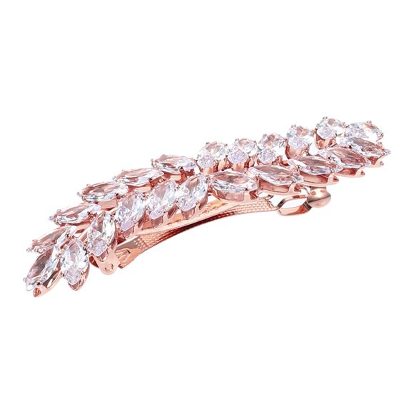 Horquillas de Cristal Falso para Mujeres, Horquillas de Pelo con Diamantes de Imitación, Horquilla Francesa de Hoja, Horquillas de Pelo en Tono Oro Rosa