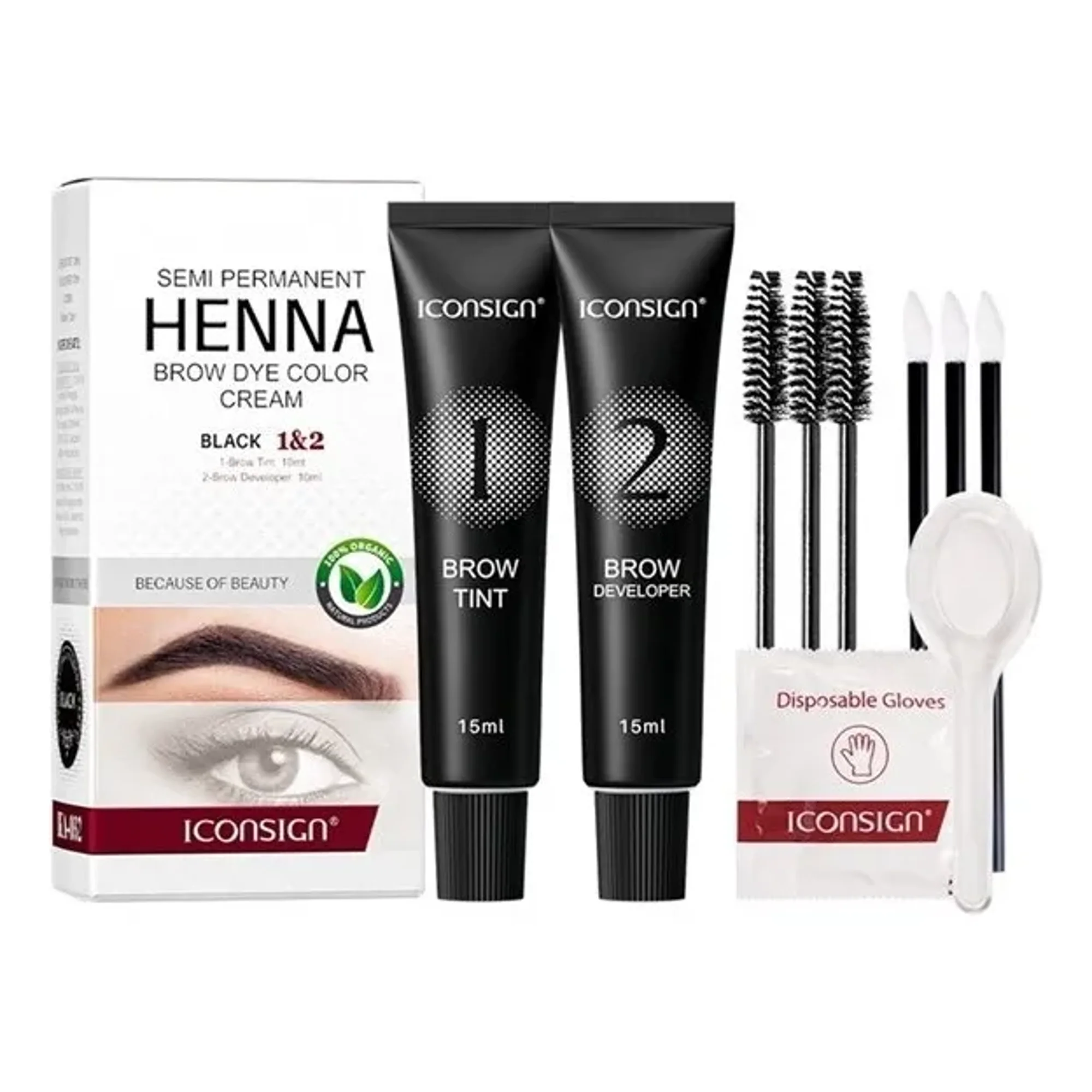 Linastore - Tinte Semi Permanente Para Cejas Y Pestañas Henna 15ml Negro