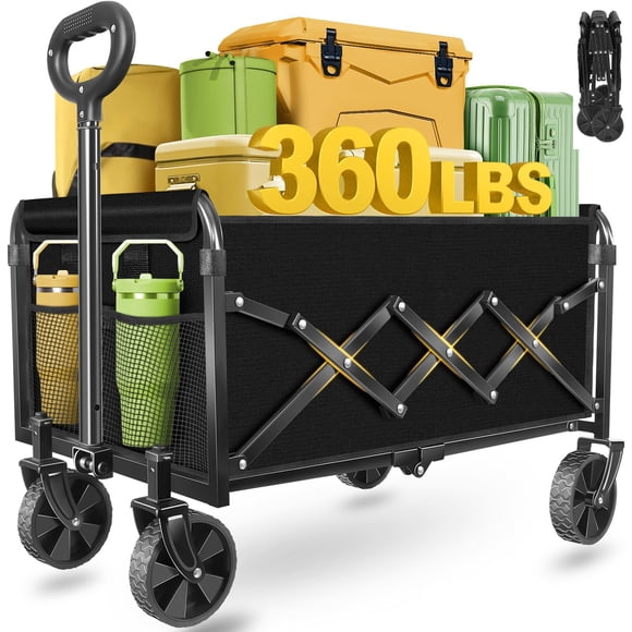 Carrito plegable tipo wagon micieitie 160 kg portátil negro