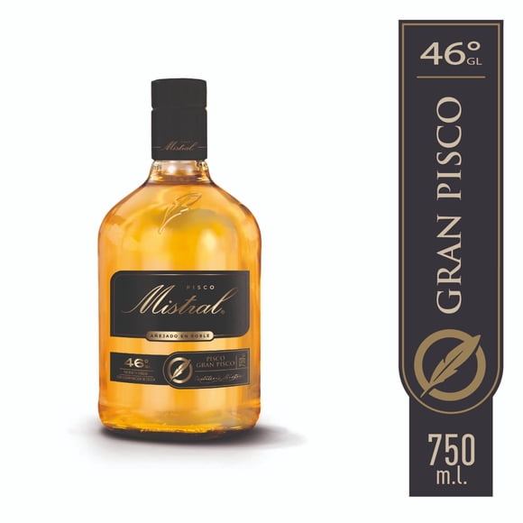 Pisco Mistral Añejado en Roble 46° Botella, 750 cc