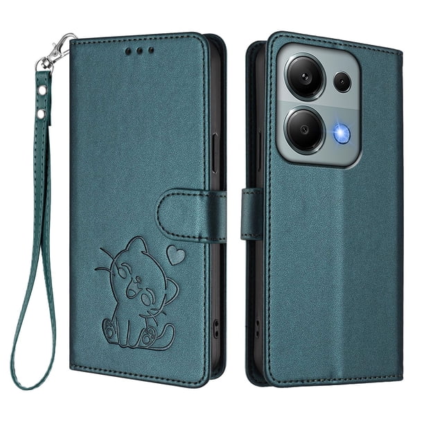 Carcasa Billetera de Cuero Sintético para Xiaomi Redmi Note 14S 4G, Verde Oscuro