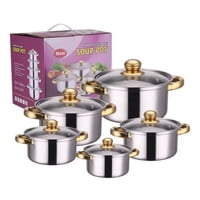 Click Ventas - Set 5 Ollas Con Mango Acero Inoxidable Con Tapa Utensilios
