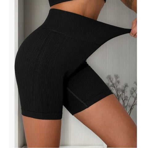 Likeshop - Calza Corta Acanalada Deportiva Tiro Alto Lycra Gym Escolar 33