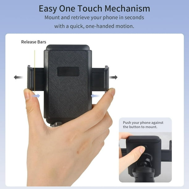 Soporte Universal De Cristal Para Teléfono De Coche - Ajustable En 360 Grados, Seguro Para El Salpicadero La Rejilla De Ventilacion Y El Parabrisas Compatible Con Todos Los Smartphones Negro