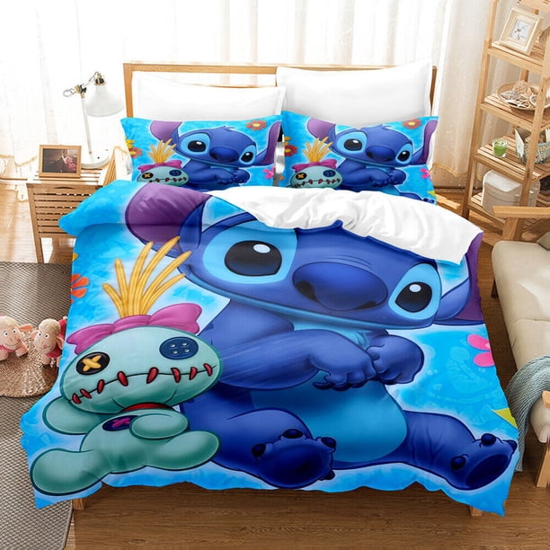 Lilo Stitch Cartoon Duvet Quilt Cover Bedding Double Gifts3-Piece Bedding Set