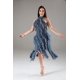 thumbnail image 4 of Saronite Vestido con Cuello Halter, Volantes, Cordones y Espalda Abierta con Abertura Frontal, Azul (para Mujer), 4 of 5