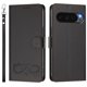 thumbnail image 2 of Funda Tipo Billetera de Cuero para Google Pixel 10 / Pixel 10 Pro 6.3", con Tarjetero, Correa para Muñeca, Soporte a Prueba de Golpes con Relieve de Patrón Feliz, Funda para Teléfono, Negro, 2 of 8