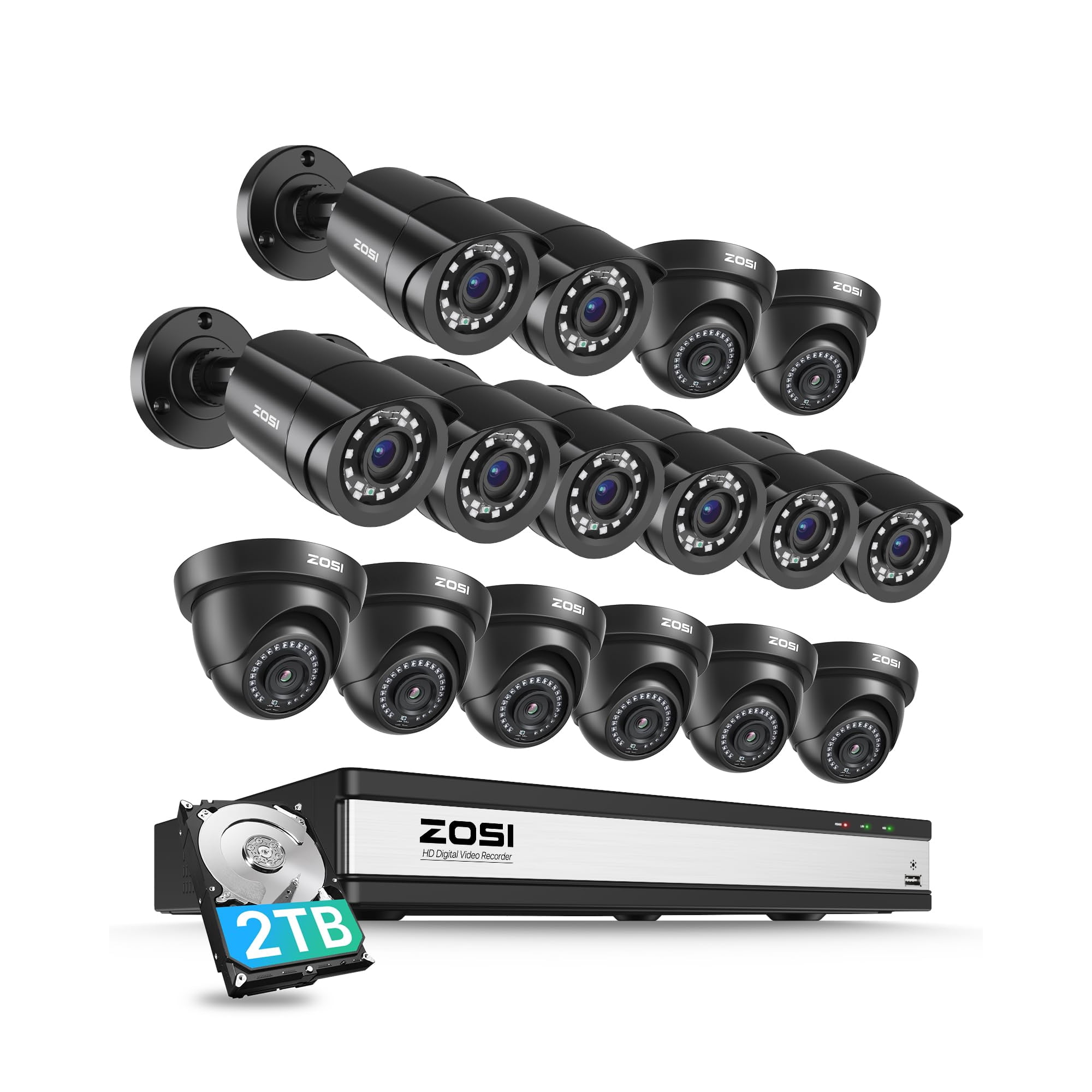 Sistema De Cámara De Seguridad Zosi 3k Lite 16ch Con Detección De Ia De 2 Tb