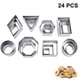 thumbnail image 1 of Juego de 24 mini cortadores de galletas con formas geométricas, de acero inoxidable, para hornear, con forma de corazón, triángulo, redondo y círculo pequeño., 1 of 8