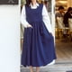 thumbnail image 4 of Delantal de talla grande para mujer con 2 bolsillos, estilo japonés, ideal para pintar, limpiar y cocinar., 4 of 5