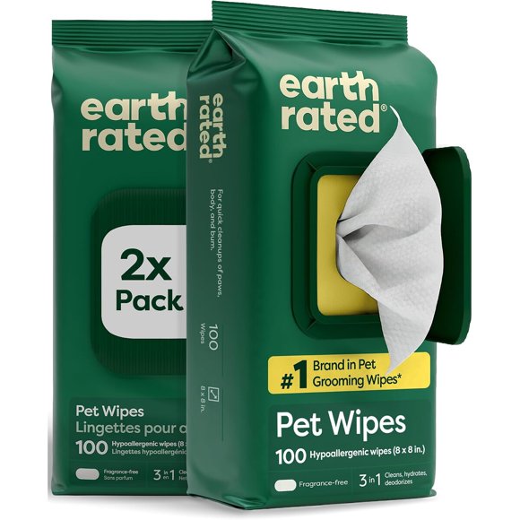 Earth Rated Toallitas para Perros, Patas y Trasero, Desodorizantes, Sin Aroma