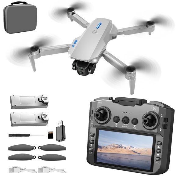 Drone QAONIE E88 GT con control remoto con pantalla de 12,5 cm y 2 baterías