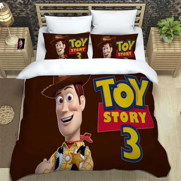 x329 Bed SheetsToy Story Pattern Quilt Cover With Pillowcases Microfiber Digital Printed Bedding Set Twin Full 3-Piece Bedding Set (1 Duvet Cover + 2 Pillow Shams) nj329