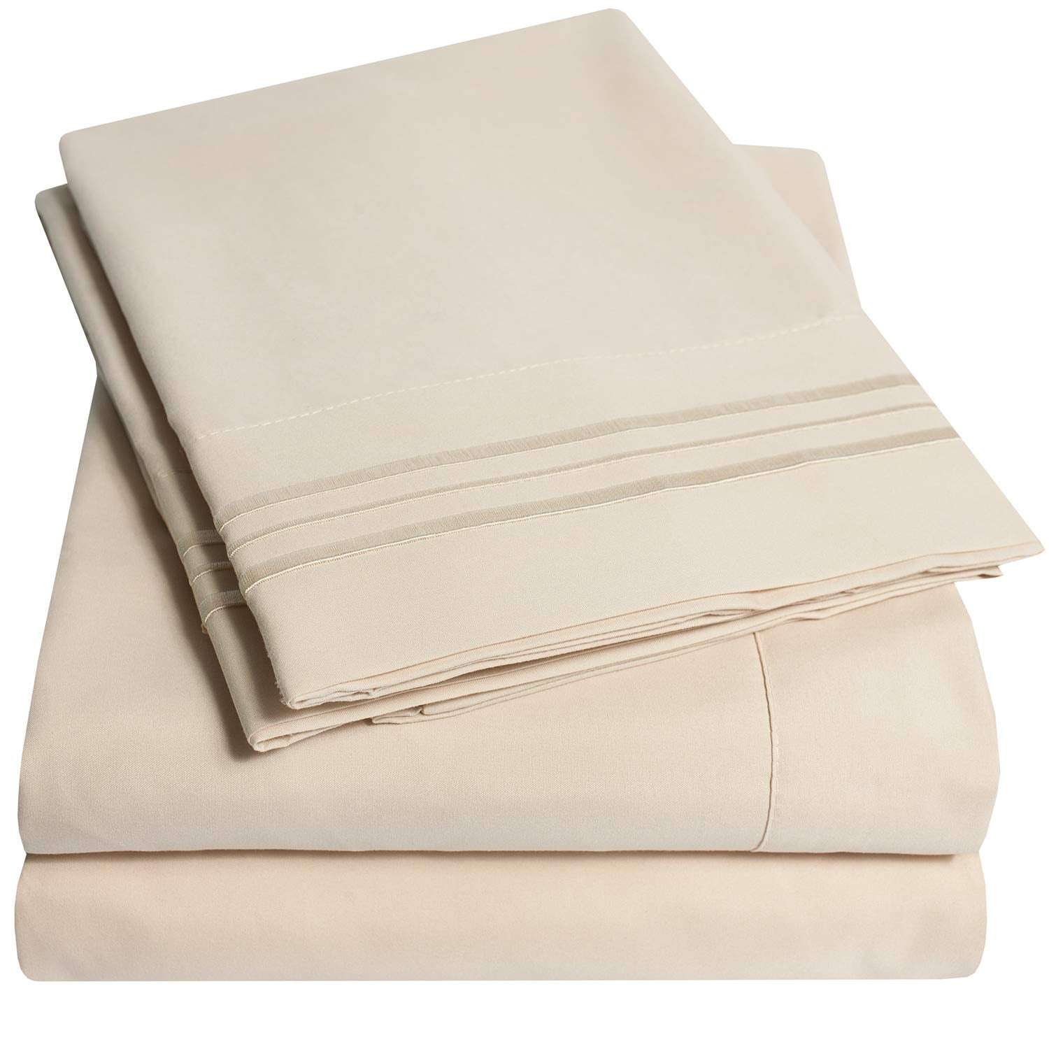 Sweet Home Collection - Juego De Sábanas 1500 Supreme Queen Beige