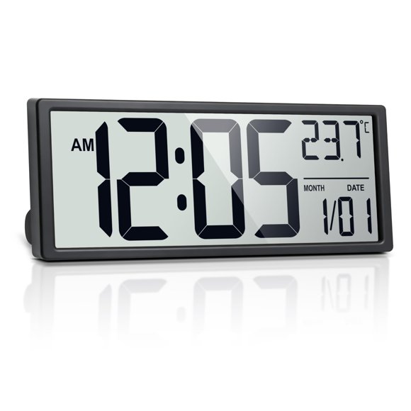 Reloj de pared Henescribe 41 cm con temperatura, fecha y alarma