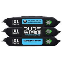 Flushable Wipes Dude, Paquete De 3, 144 Toallitas Sin Perfume, Extra Grandes