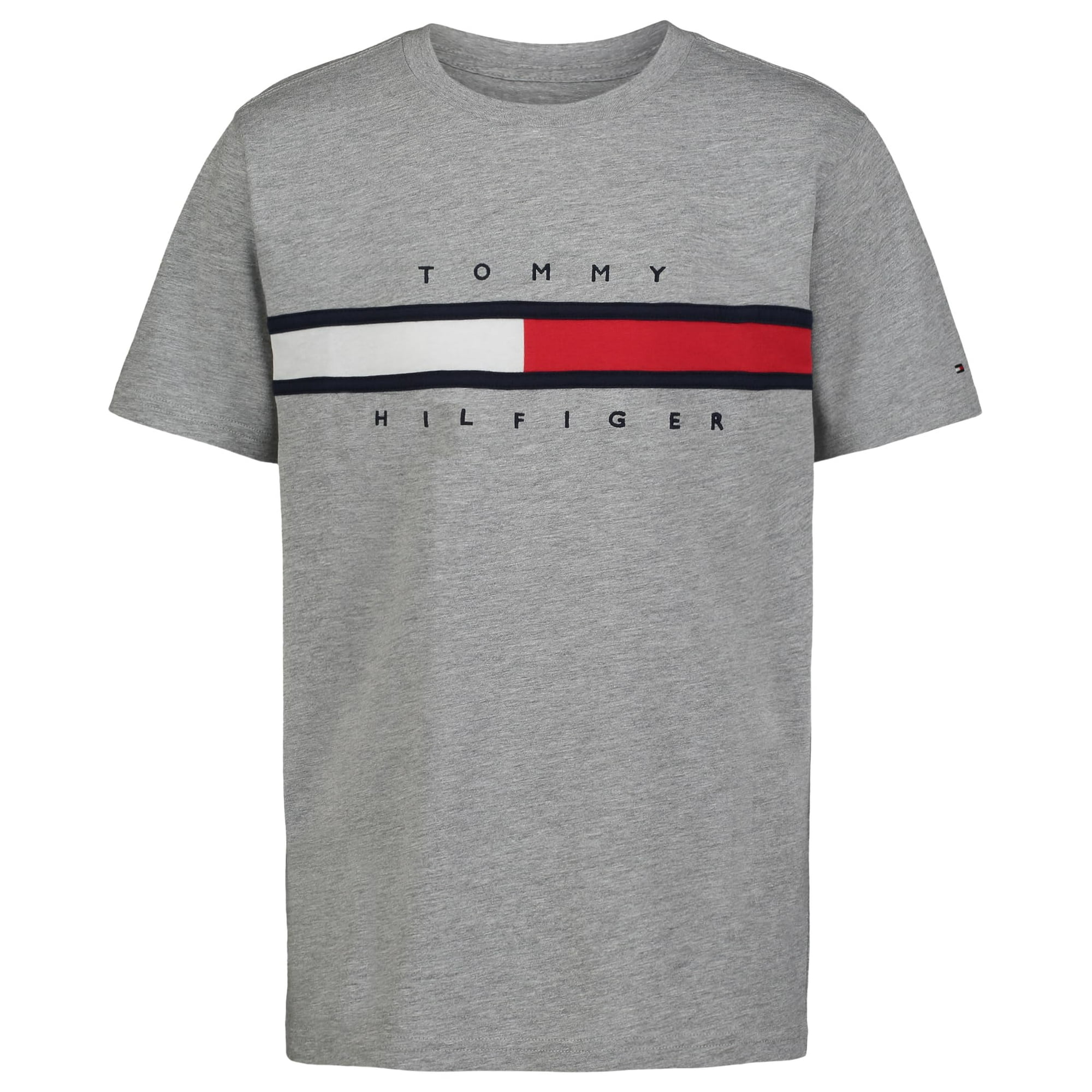 Camiseta Tommy Hilfiger Con Bandera De Manga Corta Para Niño, 100% Algodón