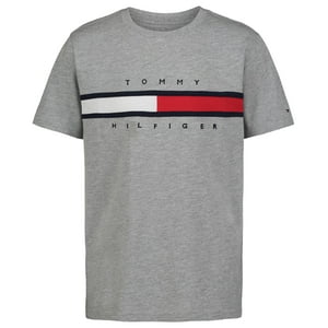 Camiseta Tommy Hilfiger Con Bandera De Manga Corta Para Niño, 100% Algodón