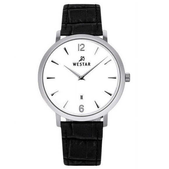 Reloj Profile Correa De Cuero Esfera Blanca Cuarzo 50219stn101 Para Hombre