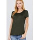 thumbnail image 1 of Saronite Camiseta Básica de Manga Corta con Cuello Redondo y Bolsillo, Color Oliva Quemado (para Mujer), 1 of 2