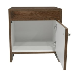 Fmfurniture - Velador 1 Puerta Fm-026O - Café Oscuro / Blanco