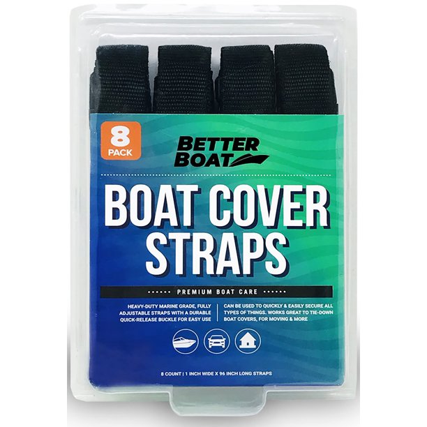 Correas para cubierta de barco, hebilla ajustable, paquete de 8, correas de nylon de 1" x 96" con hebilla de liberación rápida