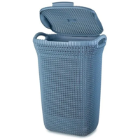 Genérico - Cesto Ropa Sucia Khipu 60L Con Tapa Color Azul Acero